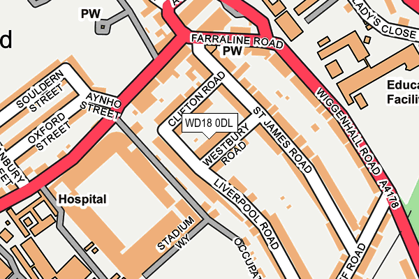 WD18 0DL map - OS OpenMap – Local (Ordnance Survey)
