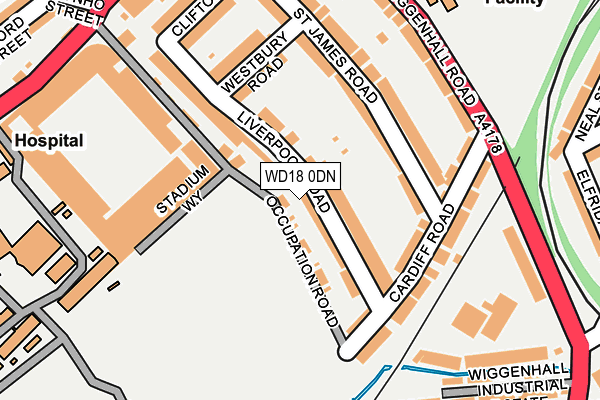 WD18 0DN map - OS OpenMap – Local (Ordnance Survey)