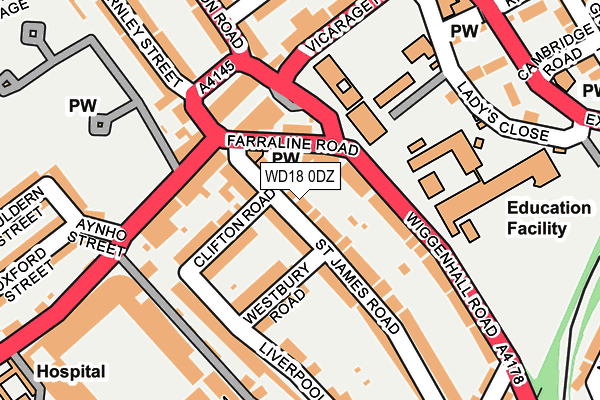 WD18 0DZ map - OS OpenMap – Local (Ordnance Survey)