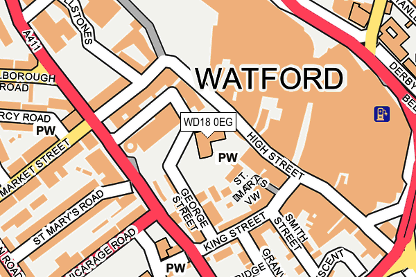 WD18 0EG map - OS OpenMap – Local (Ordnance Survey)