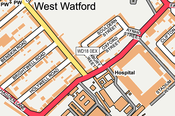WD18 0EX map - OS OpenMap – Local (Ordnance Survey)