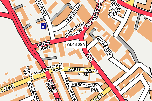 WD18 0GA map - OS OpenMap – Local (Ordnance Survey)