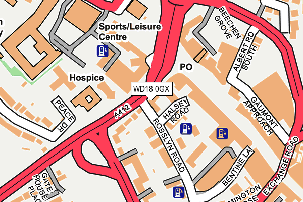WD18 0GX map - OS OpenMap – Local (Ordnance Survey)