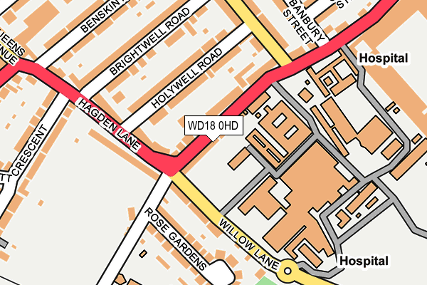 WD18 0HD map - OS OpenMap – Local (Ordnance Survey)