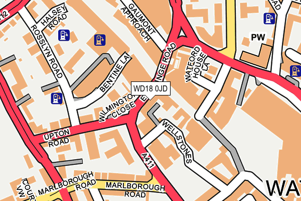WD18 0JD map - OS OpenMap – Local (Ordnance Survey)