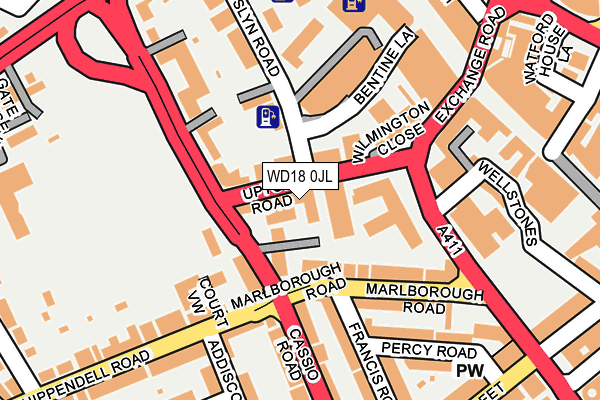WD18 0JL map - OS OpenMap – Local (Ordnance Survey)