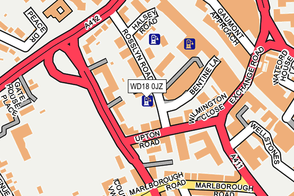 WD18 0JZ map - OS OpenMap – Local (Ordnance Survey)