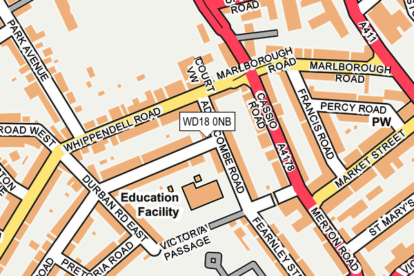 WD18 0NB map - OS OpenMap – Local (Ordnance Survey)