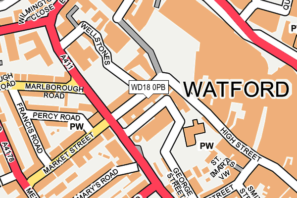 WD18 0PB map - OS OpenMap – Local (Ordnance Survey)