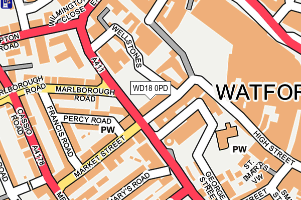 WD18 0PD map - OS OpenMap – Local (Ordnance Survey)