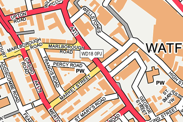 WD18 0PJ map - OS OpenMap – Local (Ordnance Survey)