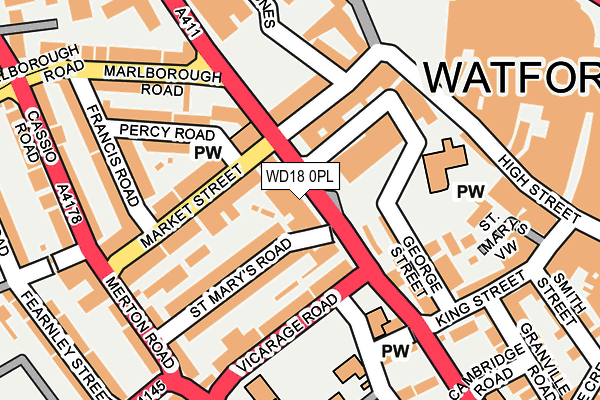 WD18 0PL map - OS OpenMap – Local (Ordnance Survey)