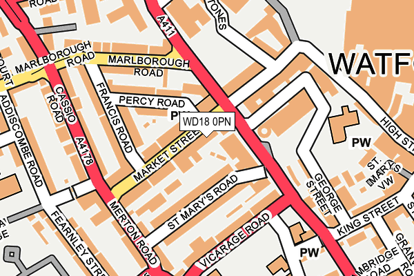 WD18 0PN map - OS OpenMap – Local (Ordnance Survey)
