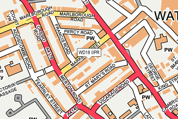 WD18 0PR map - OS OpenMap – Local (Ordnance Survey)