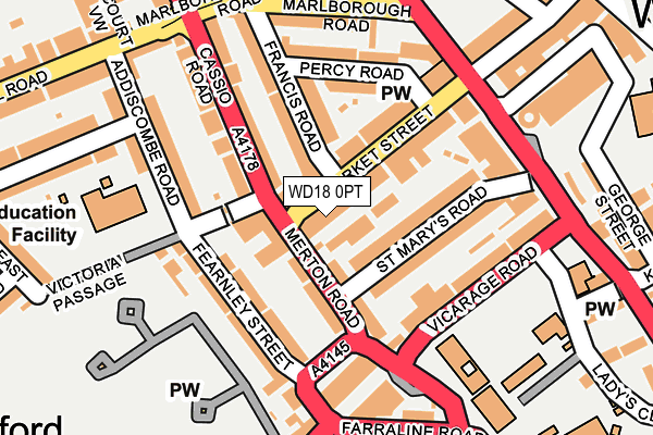 WD18 0PT map - OS OpenMap – Local (Ordnance Survey)