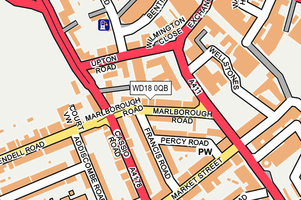 WD18 0QB map - OS OpenMap – Local (Ordnance Survey)
