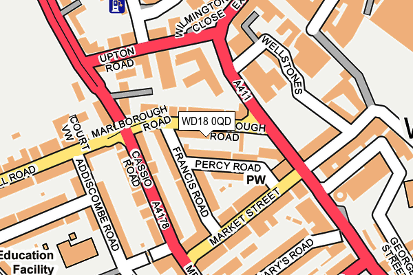 WD18 0QD map - OS OpenMap – Local (Ordnance Survey)