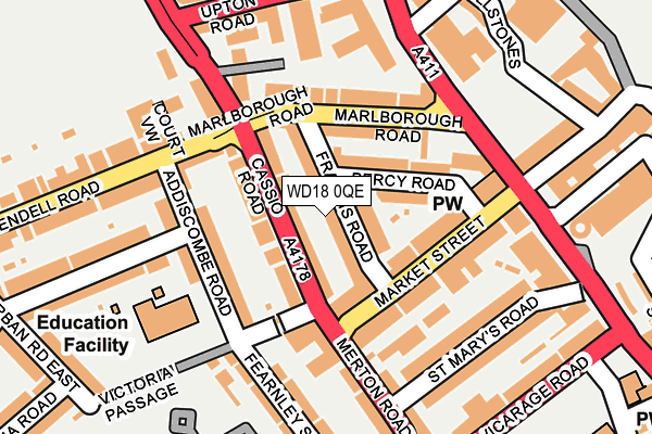WD18 0QE map - OS OpenMap – Local (Ordnance Survey)