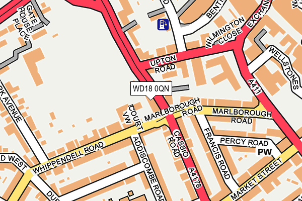 WD18 0QN map - OS OpenMap – Local (Ordnance Survey)