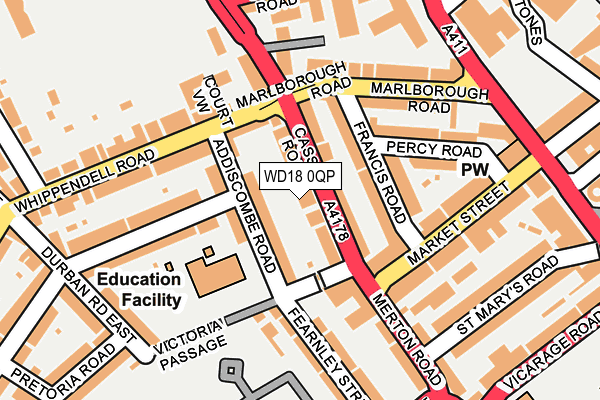 WD18 0QP map - OS OpenMap – Local (Ordnance Survey)