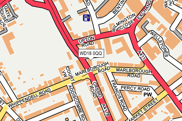 WD18 0QQ map - OS OpenMap – Local (Ordnance Survey)