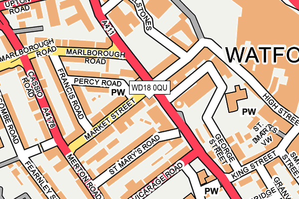 WD18 0QU map - OS OpenMap – Local (Ordnance Survey)