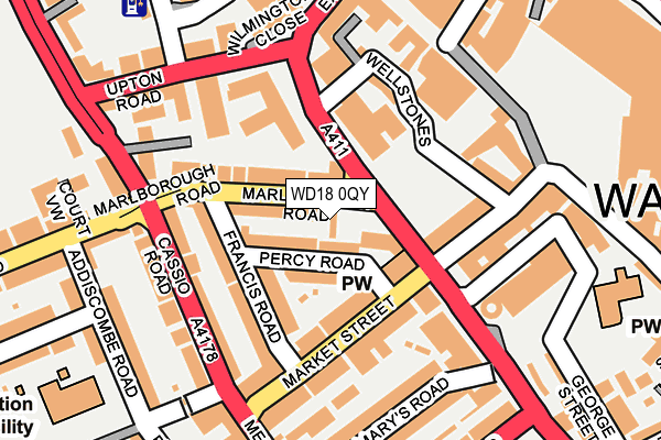 WD18 0QY map - OS OpenMap – Local (Ordnance Survey)