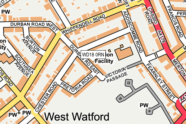 WD18 0RN map - OS OpenMap – Local (Ordnance Survey)