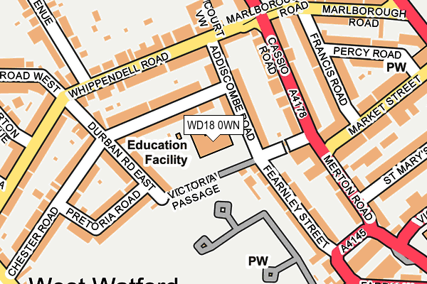 WD18 0WN map - OS OpenMap – Local (Ordnance Survey)