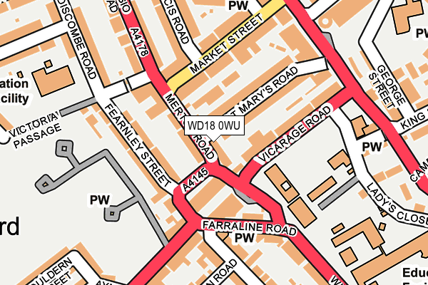 WD18 0WU map - OS OpenMap – Local (Ordnance Survey)