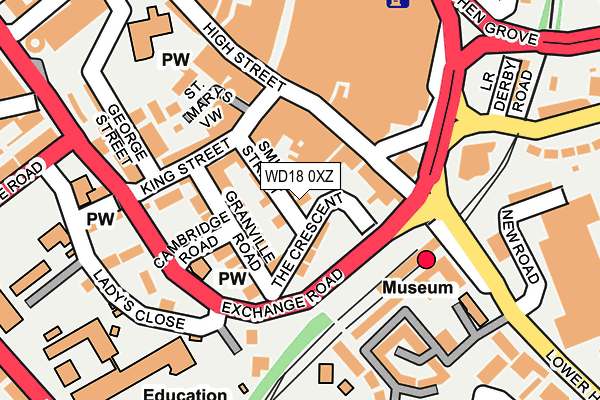 WD18 0XZ map - OS OpenMap – Local (Ordnance Survey)