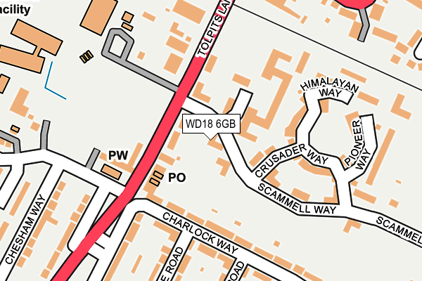 WD18 6GB map - OS OpenMap – Local (Ordnance Survey)