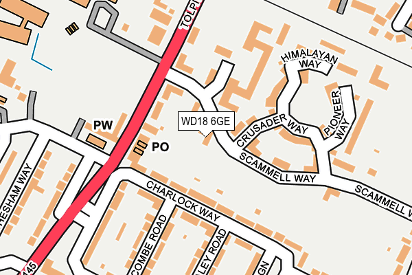 WD18 6GE map - OS OpenMap – Local (Ordnance Survey)