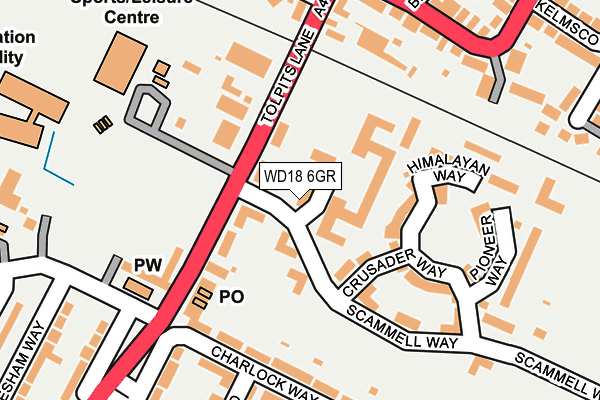 WD18 6GR map - OS OpenMap – Local (Ordnance Survey)
