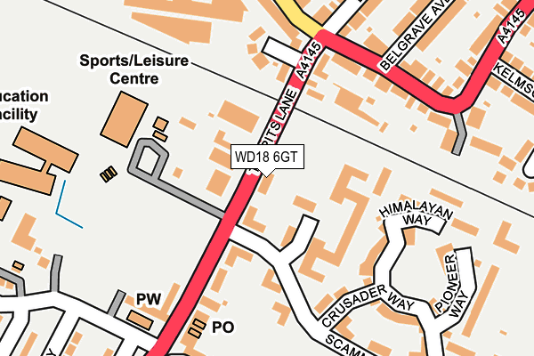 WD18 6GT map - OS OpenMap – Local (Ordnance Survey)