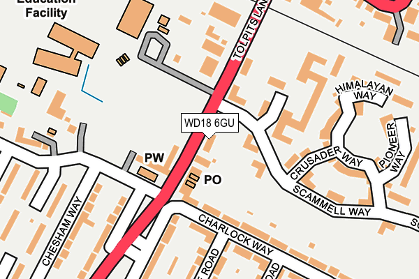 WD18 6GU map - OS OpenMap – Local (Ordnance Survey)