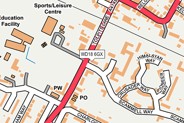WD18 6GX map - OS OpenMap – Local (Ordnance Survey)