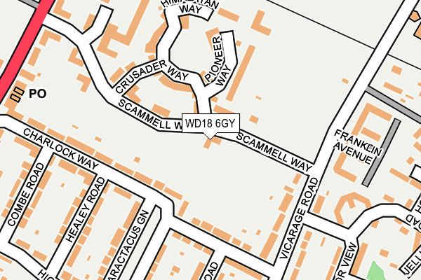 WD18 6GY map - OS OpenMap – Local (Ordnance Survey)