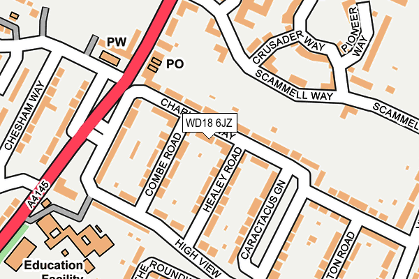 WD18 6JZ map - OS OpenMap – Local (Ordnance Survey)