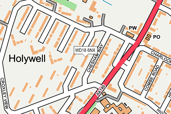 WD18 6NX map - OS OpenMap – Local (Ordnance Survey)