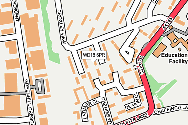 WD18 6PR map - OS OpenMap – Local (Ordnance Survey)