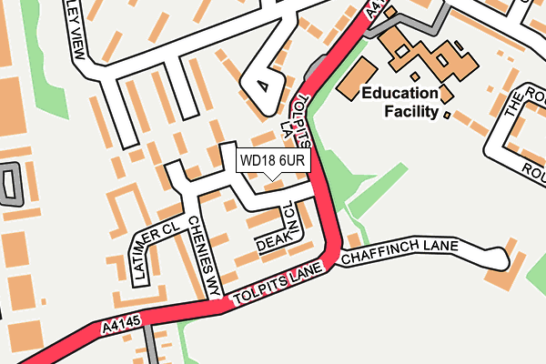 WD18 6UR map - OS OpenMap – Local (Ordnance Survey)