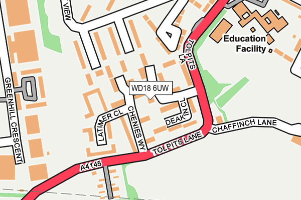 WD18 6UW map - OS OpenMap – Local (Ordnance Survey)
