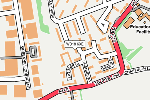 WD18 6XE map - OS OpenMap – Local (Ordnance Survey)