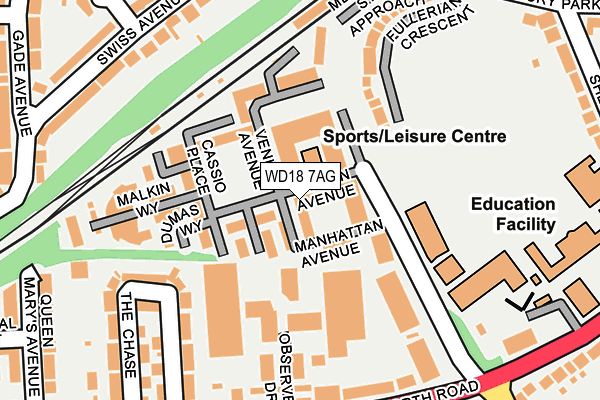 WD18 7AG map - OS OpenMap – Local (Ordnance Survey)