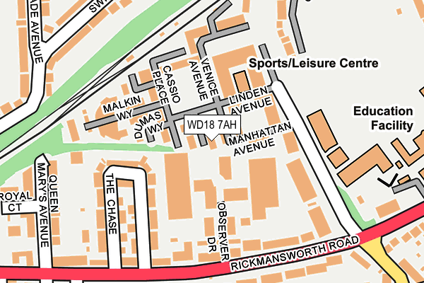 WD18 7AH map - OS OpenMap – Local (Ordnance Survey)