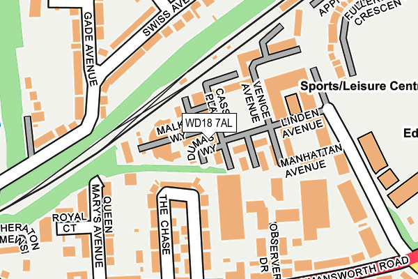 WD18 7AL map - OS OpenMap – Local (Ordnance Survey)