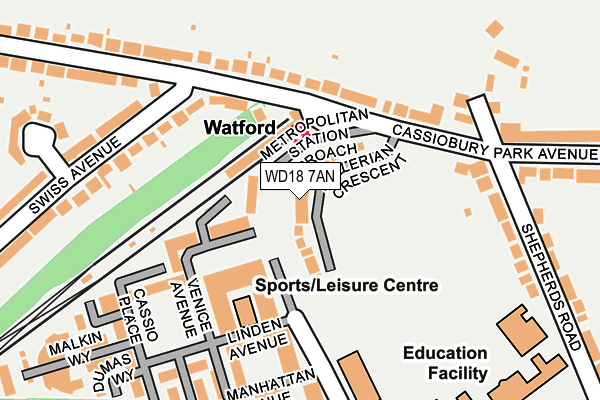 WD18 7AN map - OS OpenMap – Local (Ordnance Survey)
