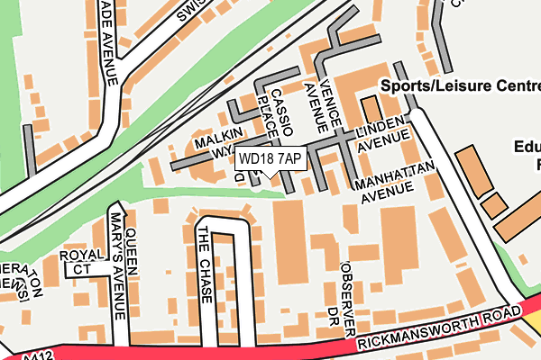 WD18 7AP map - OS OpenMap – Local (Ordnance Survey)