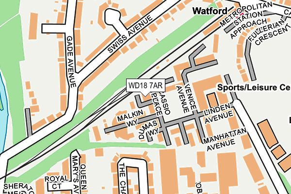 WD18 7AR map - OS OpenMap – Local (Ordnance Survey)